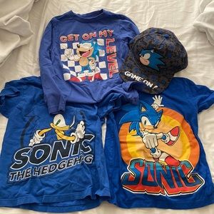 Lot of 3 Sonic shirts and 1 hat. Well loved shirts. EUC hat. Size XS (4-5)